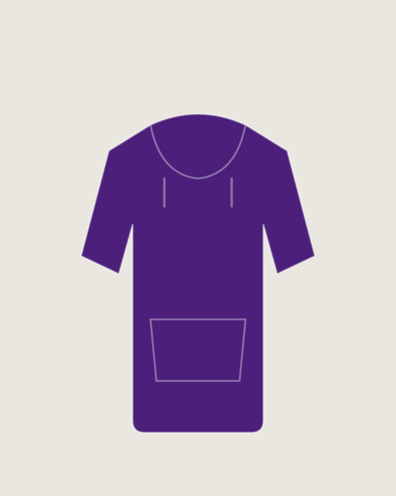 Front view of the Warm-Up Hoodie in Purple, illustrated