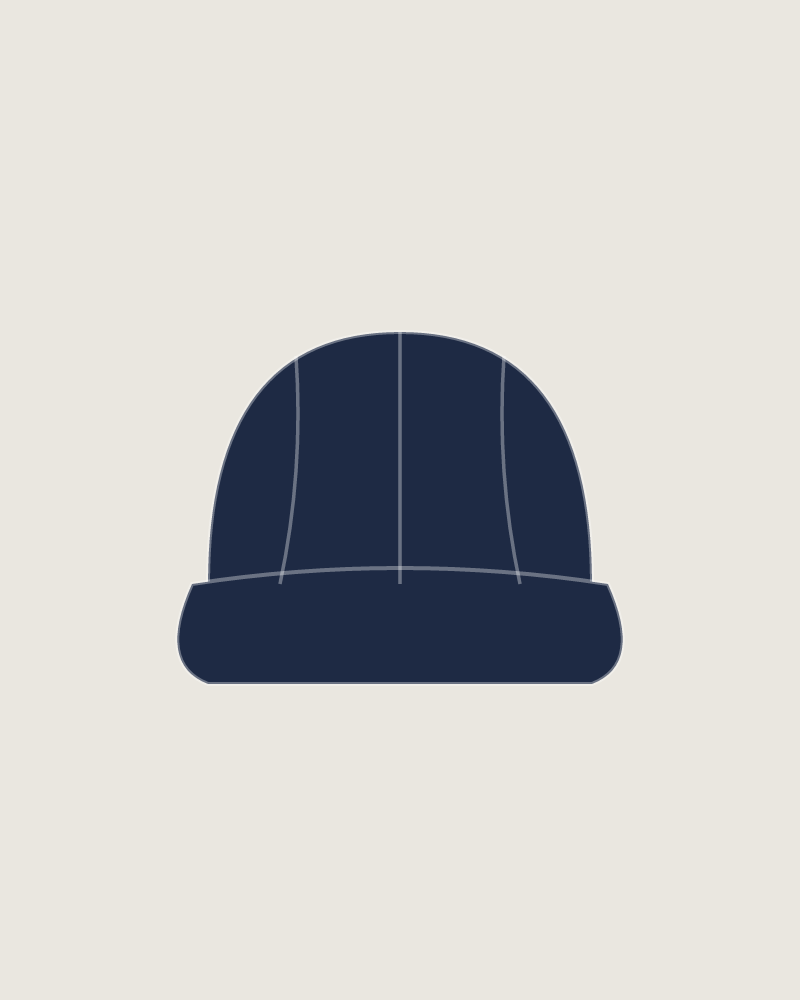Front view of the Club Cap in Navy, illustrated