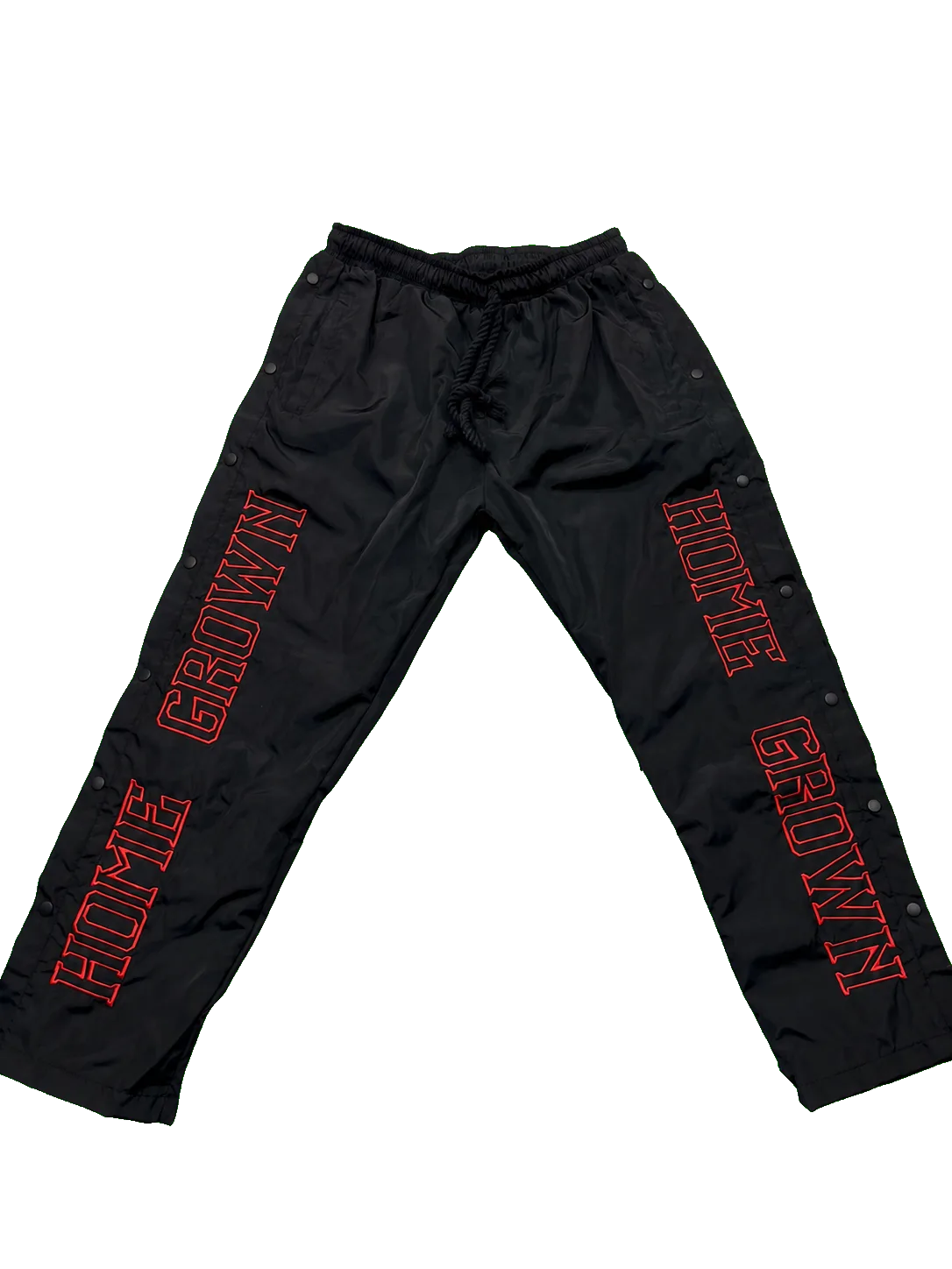 Home Grown Hustler “Flame” Snap-Away Windbreaker Pants in red