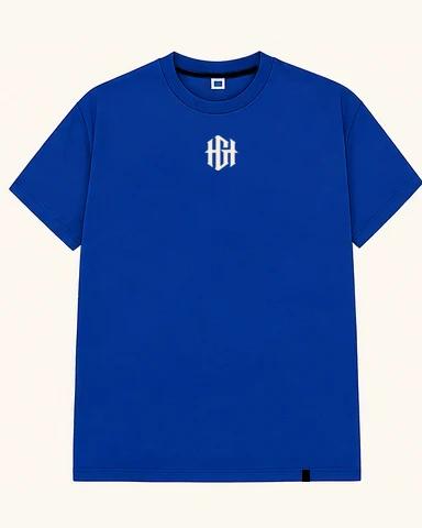Front of the Full Time Baller Tee in royal blue, with a white HGH monogram on the chest