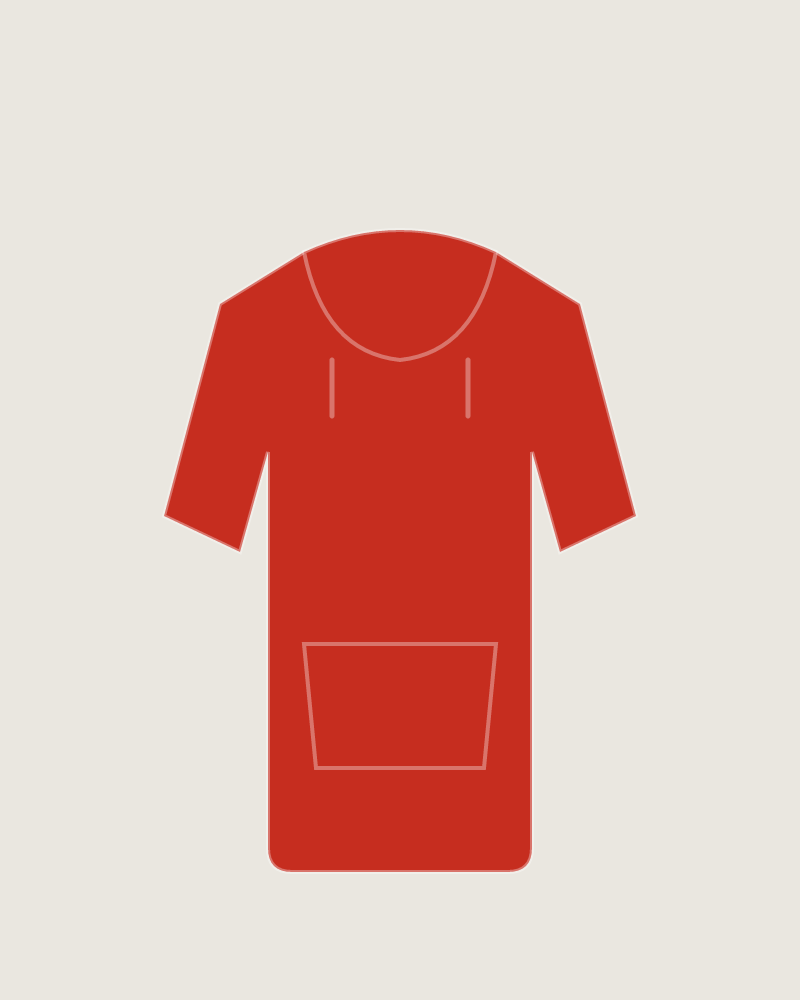 Front view of the Reunion Crewneck in Red, illustrated