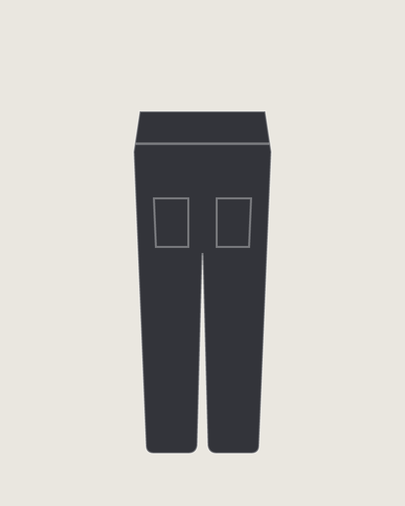 Front view of the House Tailored Trouser in Charcoal, illustrated