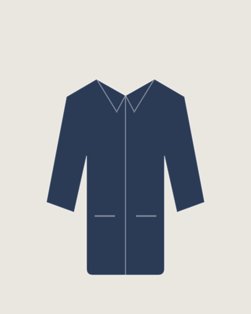 Front view of the Stitchwork Denim Jacket in Raw Indigo, illustrated