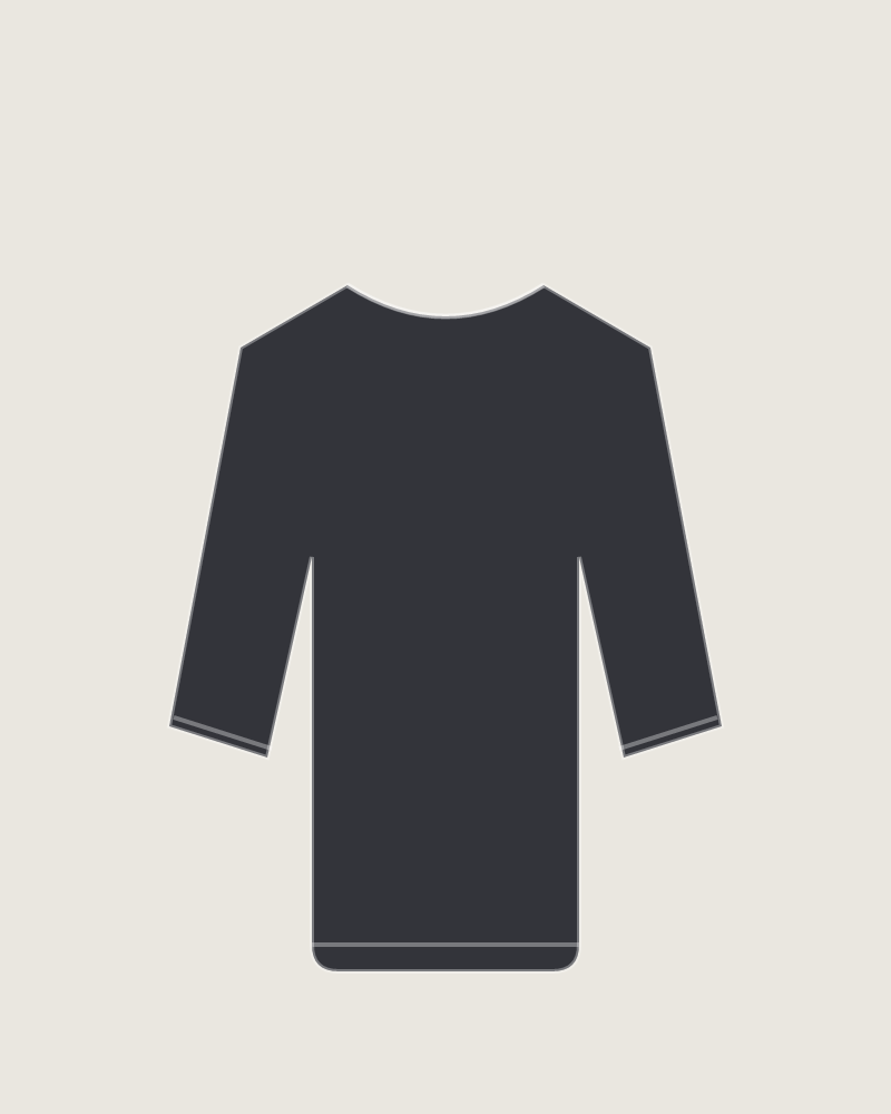 Front view of the Workroom Merino Crew in Charcoal, illustrated