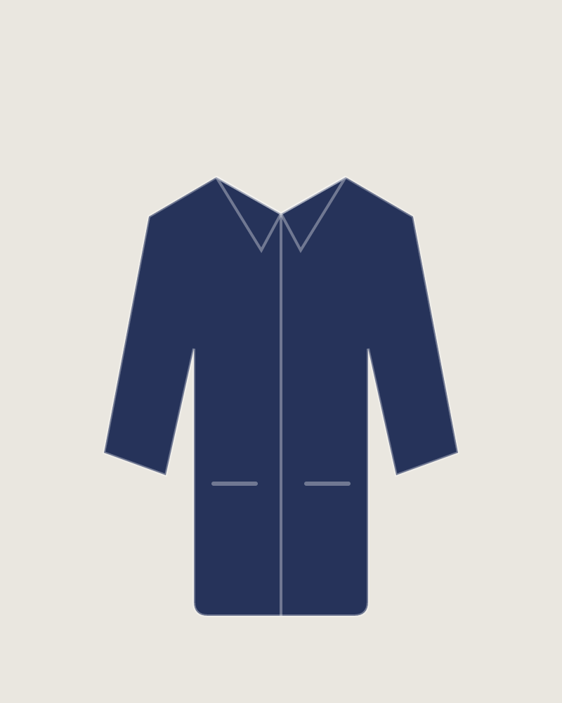 Front view of the Line Chore Jacket in Indigo, illustrated