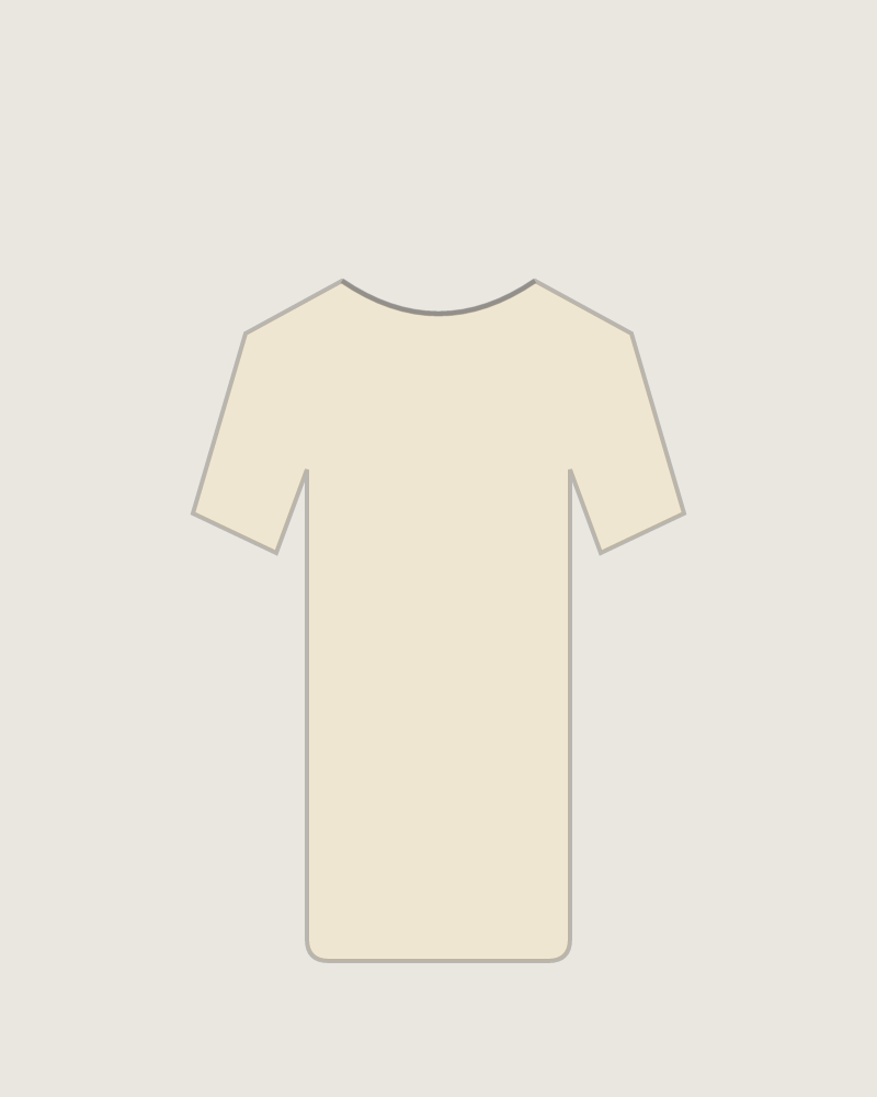 Front view of the Wall Piece Tee in Cream, illustrated