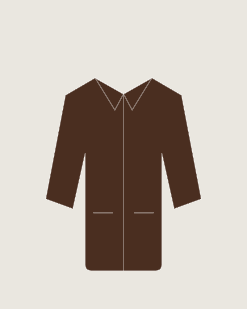 Front view of the Relaxed Blazer in Chocolate, illustrated